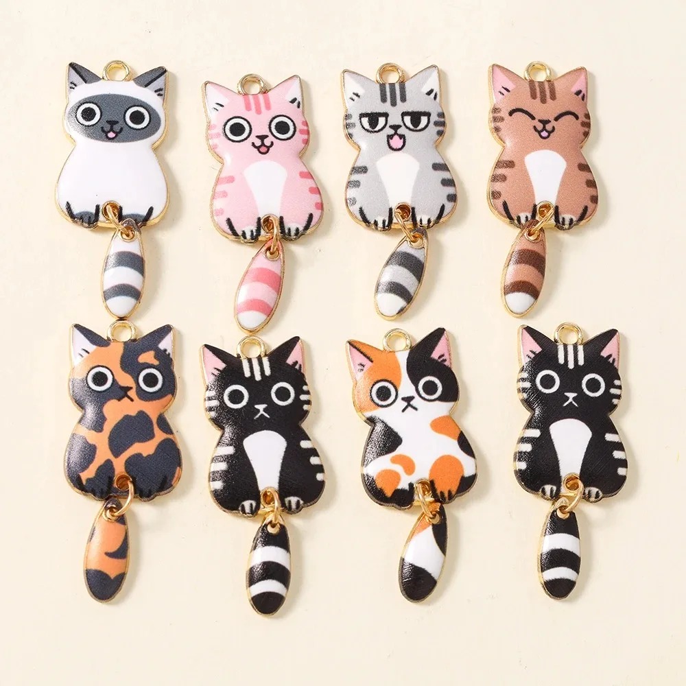 Resin Craft Projects - 10 Stuks 16×39mm Leuke Cartoon Kat