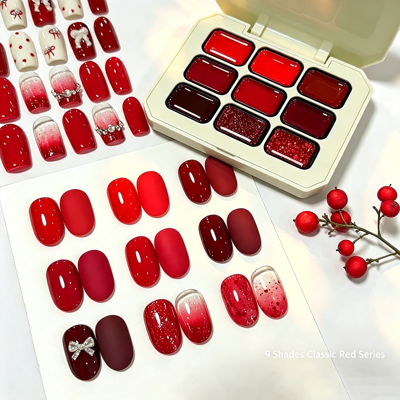 Resin Glitter Pack - 9 Kleuren Klassieke Rode Solid Nagellak