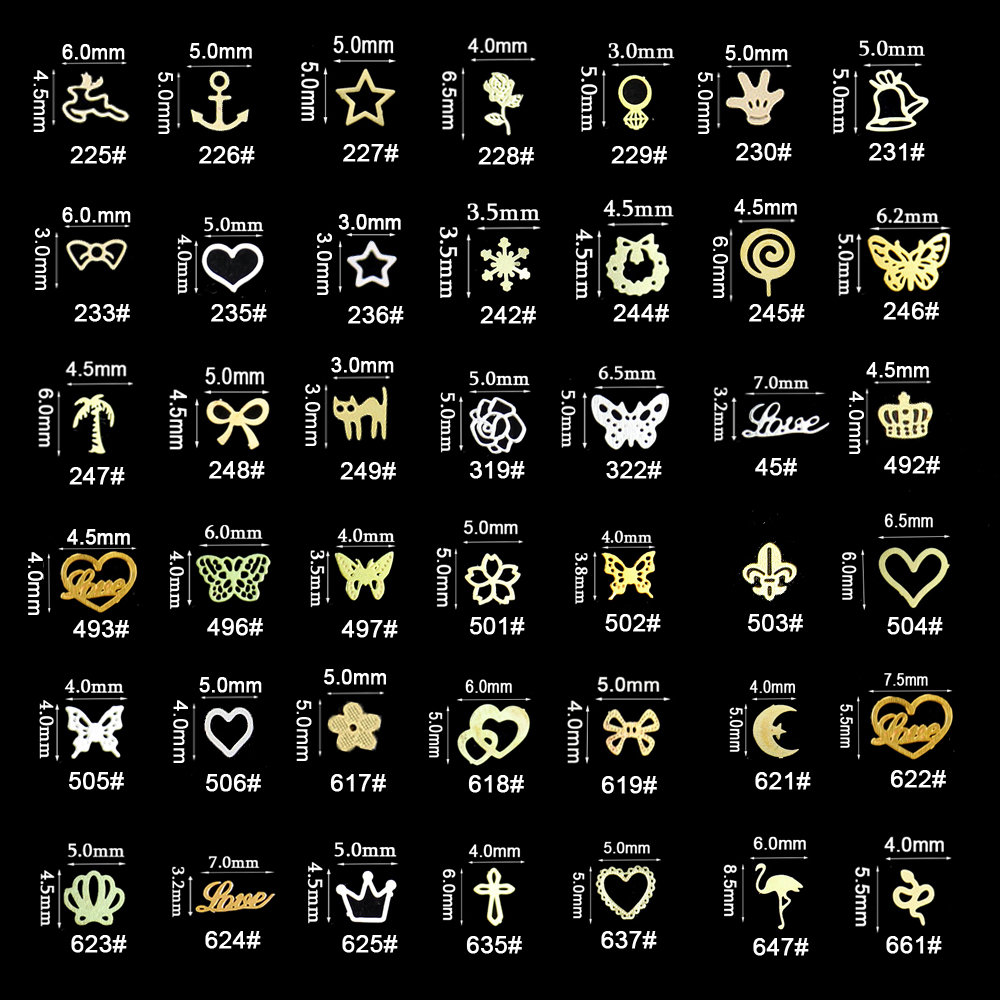Gold Foil Flakes - 100 stks/zak Gouden Hart Metallic Nagelstickers