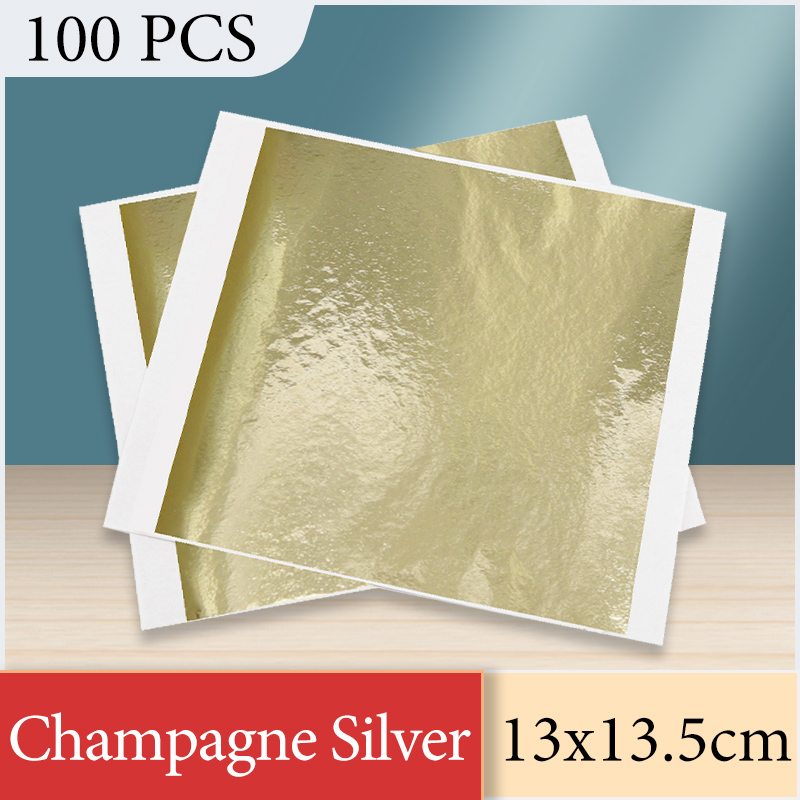 Gold Foil Flakes - 13x13.5 cm Champagne Zilverfolie Papier Bladgoud