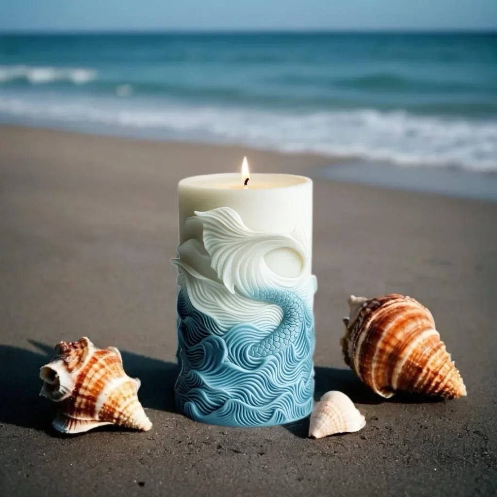 Resin Ocean Wave Mold - DIY oceaangolf schuim cilindrische kaars siliconen