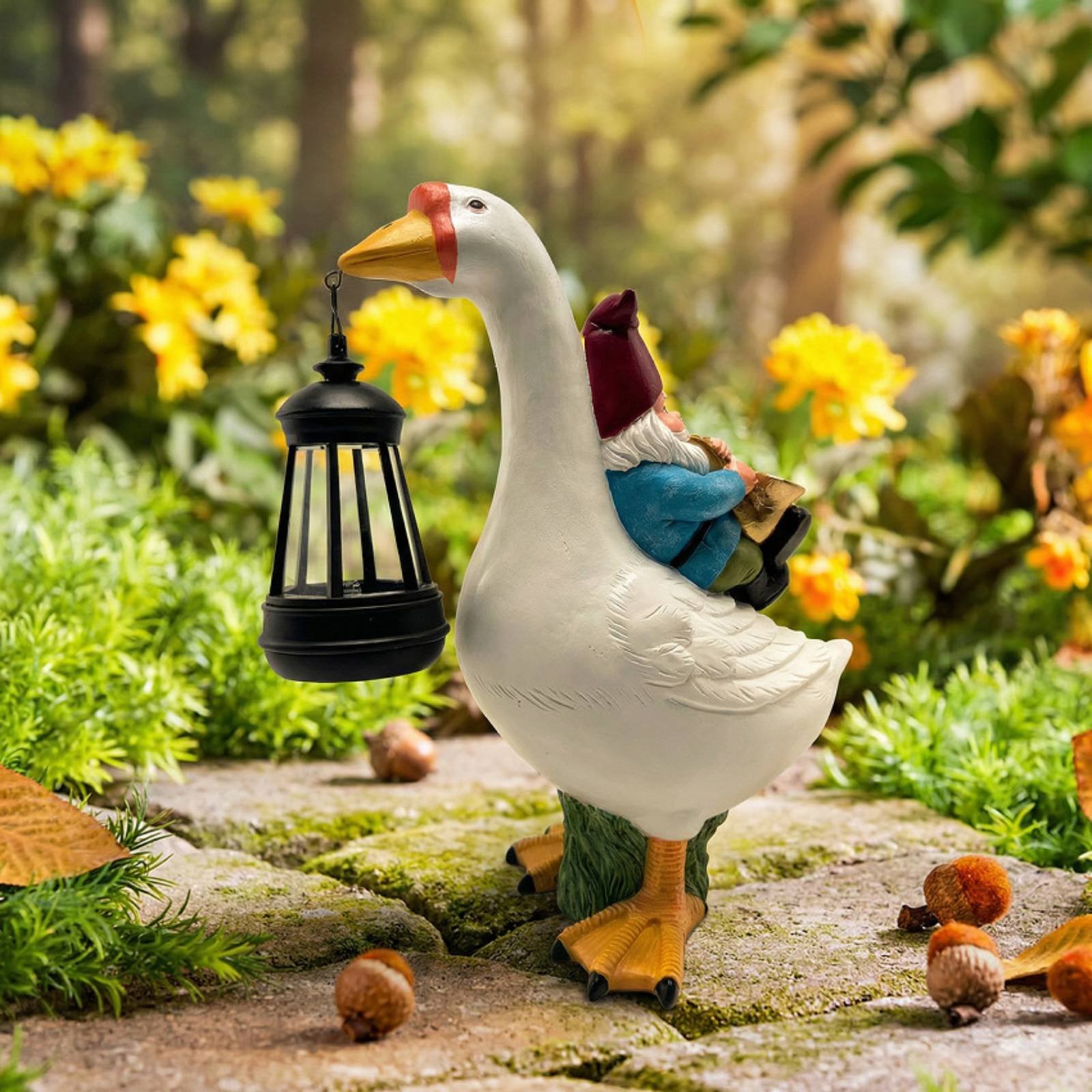 Gnome Riding Goose Statue Weer - Resin Crafts recensie en prijs